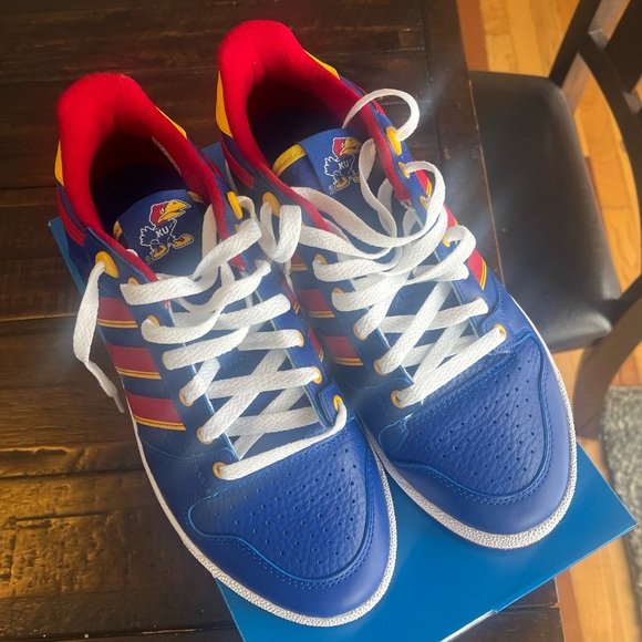 Kansas Jayhawks adidas Centennial 85 Low Basketball Shoes Royal Blue/Red - Picture 3 of 7